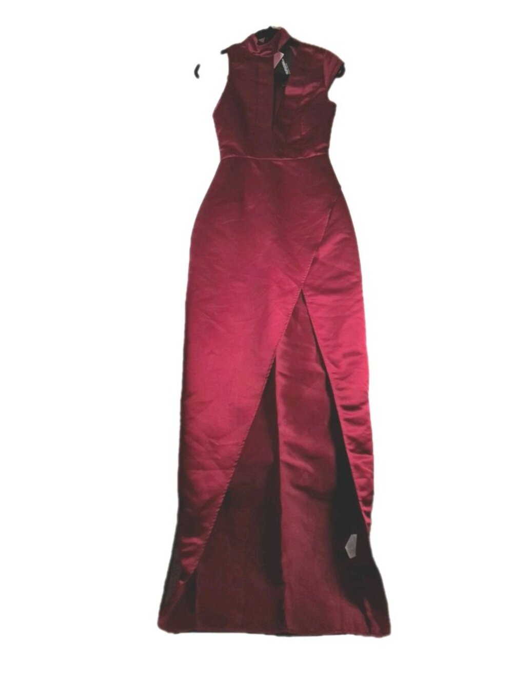 New Pretty Little Thing Sleeveless Satin Dress Gown Evening Slit Thigh Size 2 - Picture 3 of 12